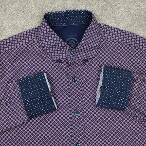 Construct‎ Flip Cuff Shirt Mens Medium Purple/Blue Non Iron Wrinkle Free Stretch